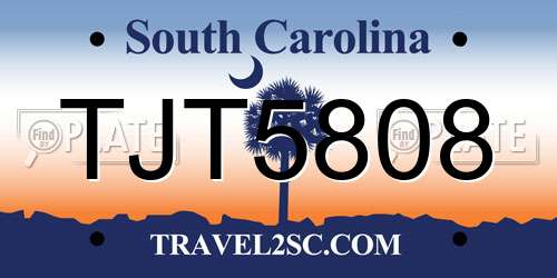 TJT5808 South Carolina License Plate