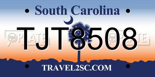 TJT8508 South Carolina License Plate