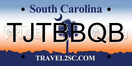 TJTBBQB South Carolina License Plate