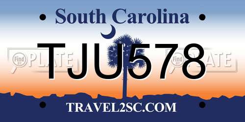 TJU578 South Carolina License Plate