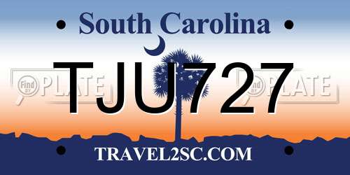 TJU727 South Carolina License Plate