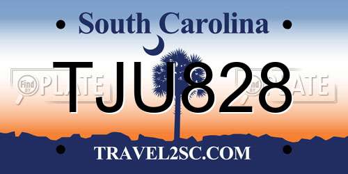 TJU828 South Carolina License Plate