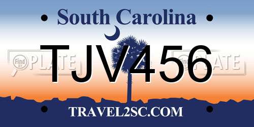 TJV456 South Carolina License Plate