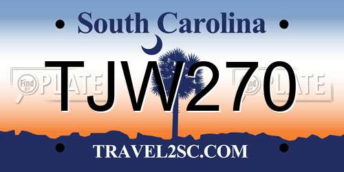 TJW270 South Carolina License Plate