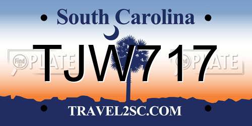 TJW717 South Carolina License Plate