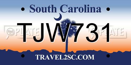TJW731 South Carolina License Plate
