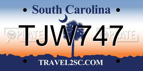 TJW747 South Carolina License Plate
