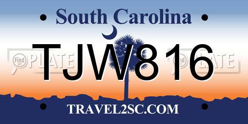 TJW816 South Carolina License Plate