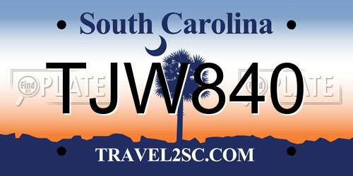 TJW840 South Carolina License Plate