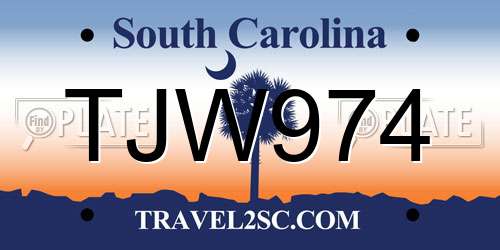 TJW974 South Carolina License Plate