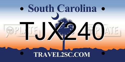 TJX240 South Carolina License Plate
