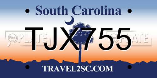TJX755 South Carolina License Plate