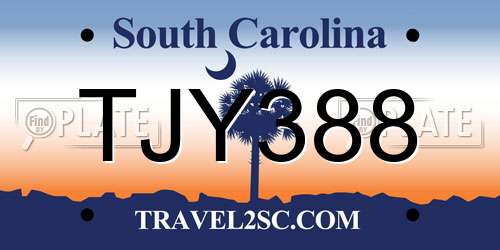 TJY388 South Carolina License Plate