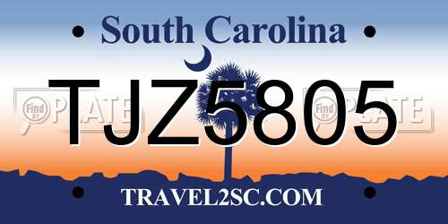 TJZ5805 South Carolina License Plate
