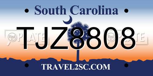 TJZ8808 South Carolina License Plate