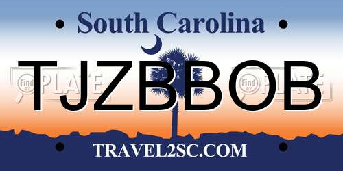 TJZBBOB South Carolina License Plate