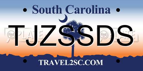 TJZSSDS South Carolina License Plate