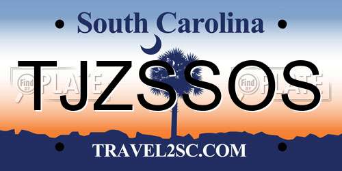 TJZSSOS South Carolina License Plate
