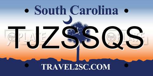 TJZSSQS South Carolina License Plate