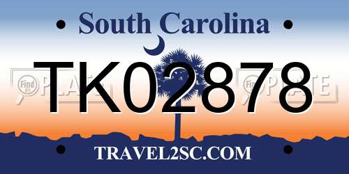 TK02878 South Carolina License Plate