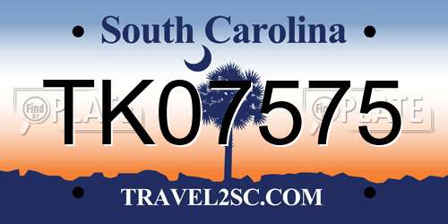 TK07575 South Carolina License Plate