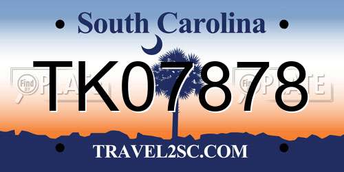 TK07878 South Carolina License Plate