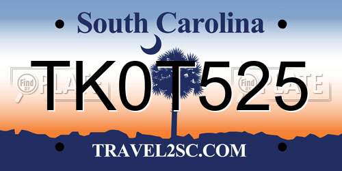 TK0T525 South Carolina License Plate