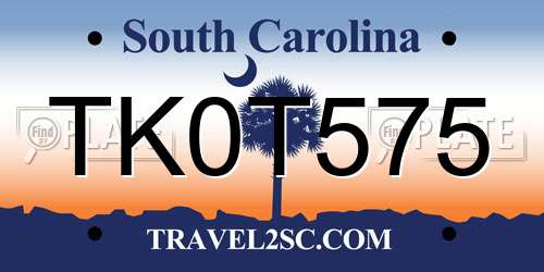 TK0T575 South Carolina License Plate