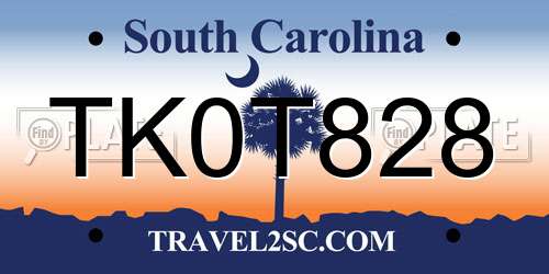 TK0T828 South Carolina License Plate