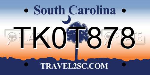 TK0T878 South Carolina License Plate