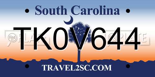 TK0V644 South Carolina License Plate