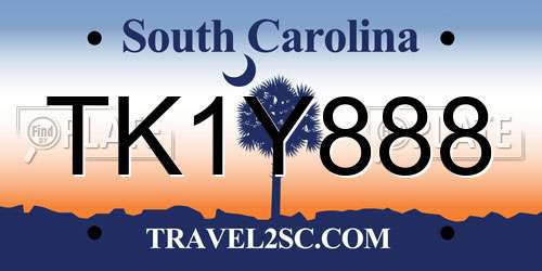 TK1Y888 South Carolina License Plate