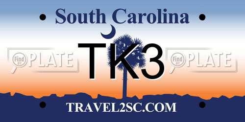 TK3 South Carolina License Plate