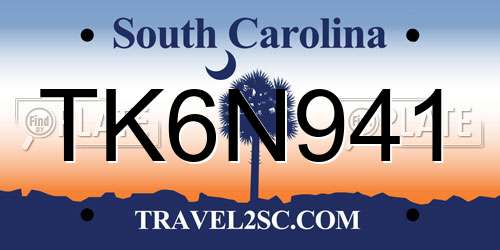 TK6N941 South Carolina License Plate