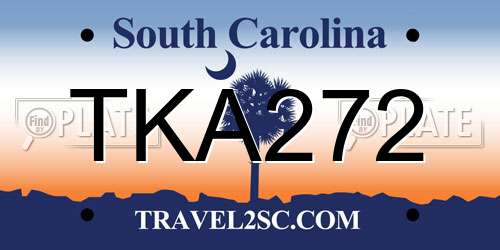 TKA272 South Carolina License Plate
