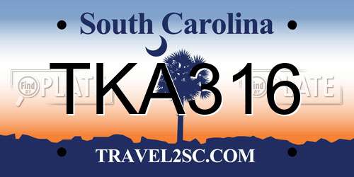 TKA316 South Carolina License Plate