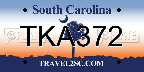 TKA372 South Carolina License Plate