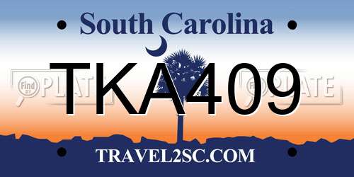 TKA409 South Carolina License Plate