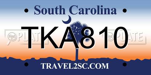 TKA810 South Carolina License Plate