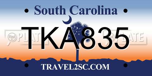 TKA835 South Carolina License Plate