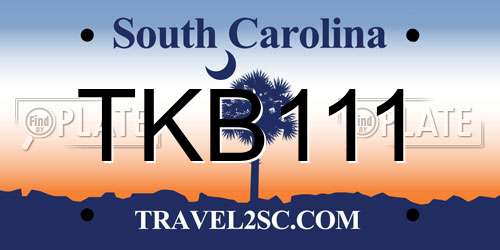 TKB111 South Carolina License Plate