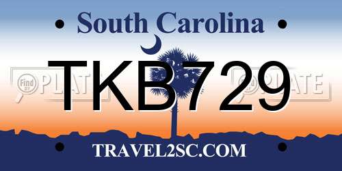 TKB729 South Carolina License Plate