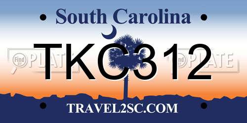 TKC312 South Carolina License Plate