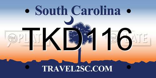 TKD116 South Carolina License Plate