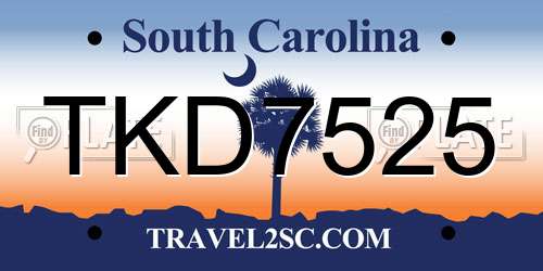 TKD7525 South Carolina License Plate