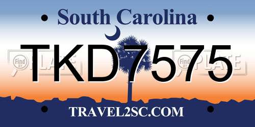 TKD7575 South Carolina License Plate