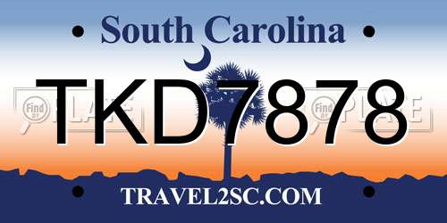 TKD7878 South Carolina License Plate