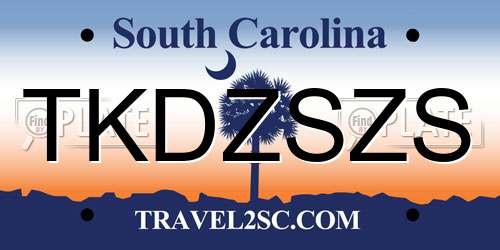 TKDZSZS South Carolina License Plate