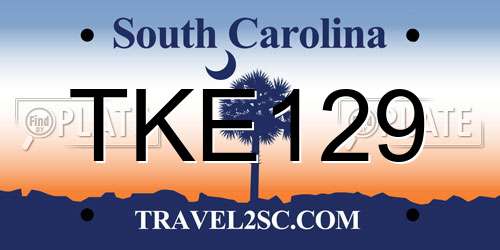 TKE129 South Carolina License Plate
