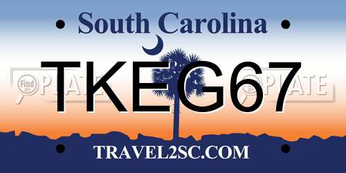 TKEG67 South Carolina License Plate